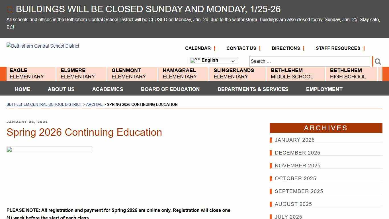 Spring 2026 Continuing Education - Bethlehem Central School District